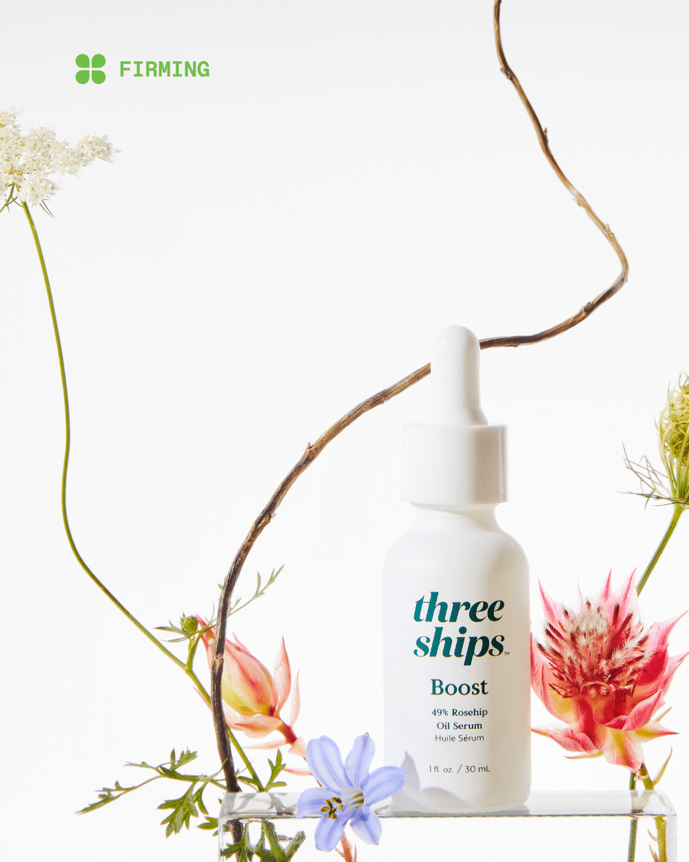 Boost 49% Rosehip Oil Serum Three Ships SERUMS Natural Vegan Cruelty - free Skincare