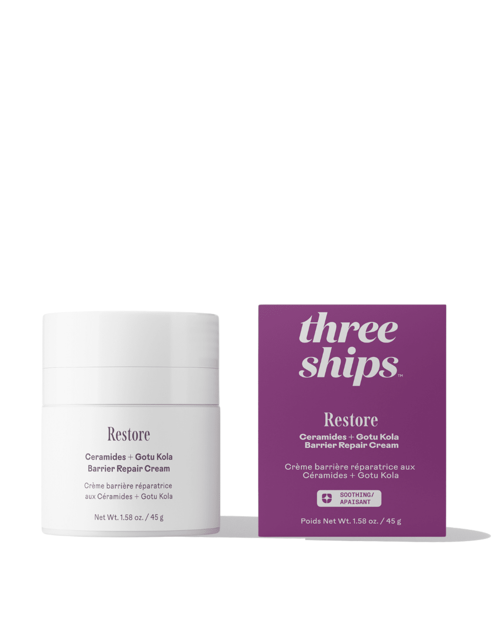 Restore Ceramides + Gotu Kola Barrier Repair Cream Three Ships CREAMS Natural Vegan Cruelty - free Skincare