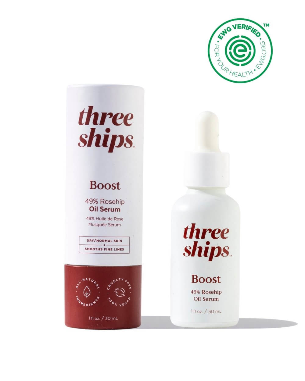 Boost 49% Rosehip Oil Serum Three Ships SERUMS Natural Vegan Cruelty-free Skincare
