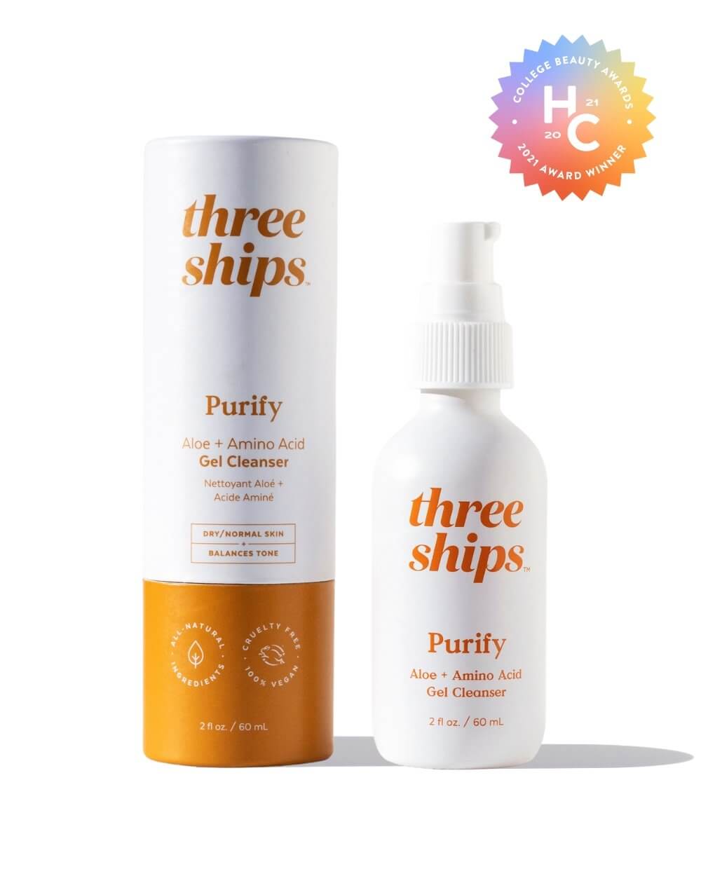Purify Aloe + Amino Acid Gel Cleanser Three Ships CLEANSERS Natural Vegan Cruelty-free Skincare