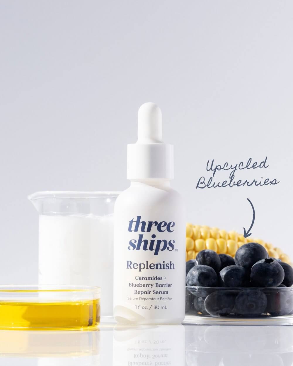 Replenish Ceramides + Blueberry Barrier Repair Serum Three Ships SERUMS Natural Vegan Cruelty-free Skincare
